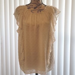 Ann Taylor Swiss Dot Ruffle Blouse